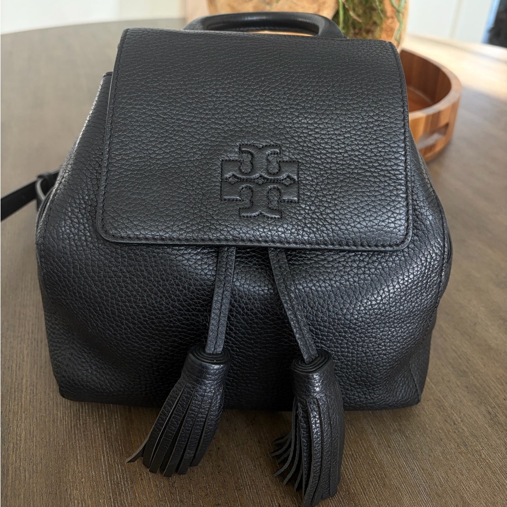 Tory Burch Thea Mini Backpack Black Pebbled Leather